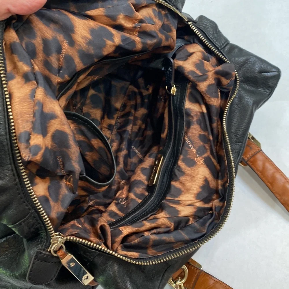 B. Makowsky satchel bag‎ black with brown accents